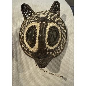 Vintage WOUNAAN Embera Tribe woven Chunga Shaman OWL MASK Panama SPIRITUAL Art